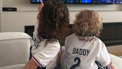 Lauryn Goodman dresses both her children in 'Daddy' England shirts