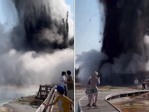 Tourists run away in fear after super volcano erupts suddenly in front of them