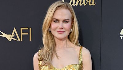 Nicole Kidman, 56, flaunts her ageless figure in a gold sequin dress