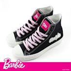 Barbie芭比經典logo閃耀高筒帆布鞋-個性黑