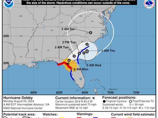 El huracán Debby toca tierra en Florida y amenaza con causar inundaciones devastadoras