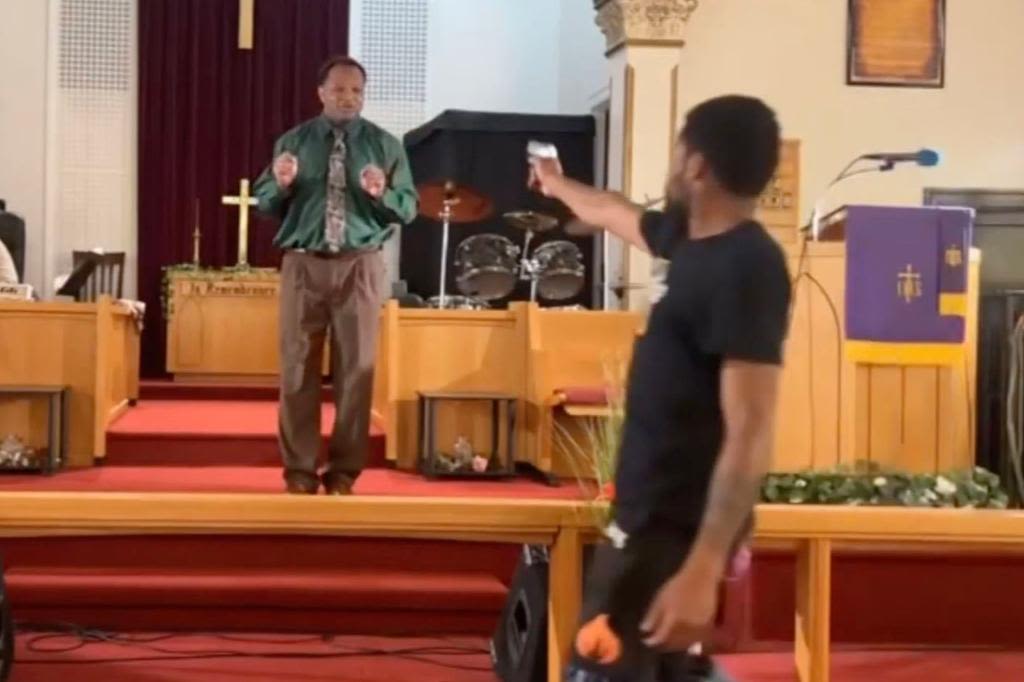 Gunman arrested after trying to shoot Pennsylvania pastor during church sermon in wild caught-on-camera moment