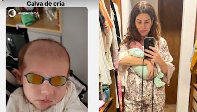 Fernanda Paes Leme brinca com falta de cabelo da filha, Pilar: 'Calva de cria'