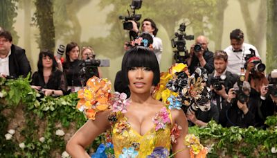 Nicki Minaj Dons Canary Yellow Floral Appliqué Dress at the 2024 Met Gala