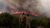 Greece reinforces firefighting forces as a massive wildfire in the northeast burns for a 13th day