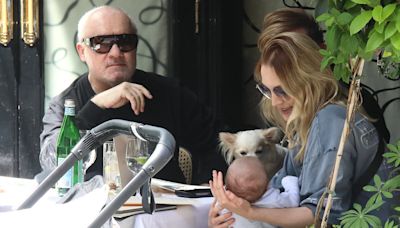 Damien Hirst seen for the first time since welcoming his newborn son