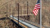 View Susquehanna River ice from lofty Enola Low Grade Rail Trail, 140-foot high trestle