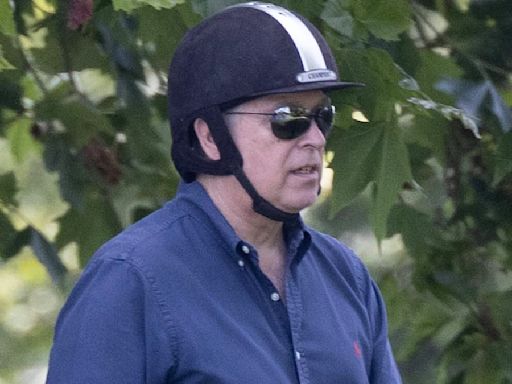 Prince Andrew appears pensive while riding in Windsor