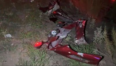 Aparatoso accidente de motociclista en la carretera a Aldama