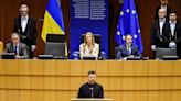 Zelenskiy hopes for EU jets, gets standing ovation in Brussels