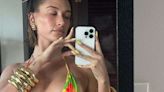 Hailey Bieber Paired a Teeny-Tiny Triangle Bikini With a Gym Class Staple