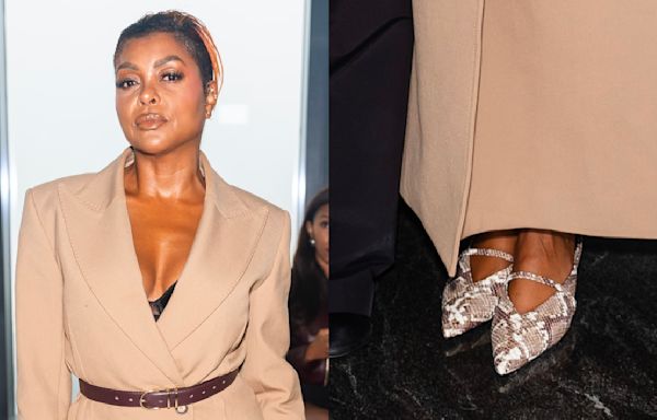 Taraji P. Henson Gets Wild in Snakeskin Mary Jane-Inspired Kitten Heels at Jonathan Simkhai SS25 Show in New York