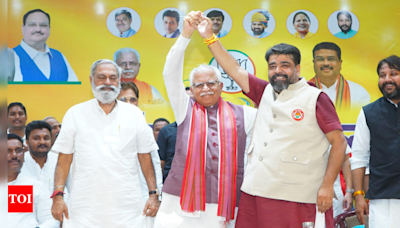 In Ambala City, Sharma puts weight behind BJP’s Goel; Khattar says those sitting on Punjab side of Shambhu wearing mask of farmer | India News - Times of India