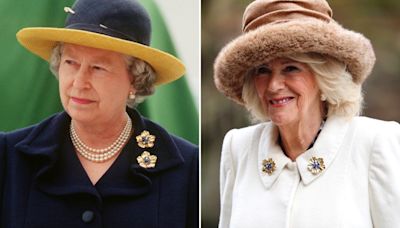 Queen wears Elizabeth II’s brooch as she steps in for King at Maundy service