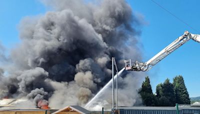 Garage badly damaged after large blaze