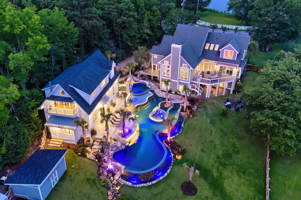 This $3.4M lakeside SC home has its own water park resort in its back yard. Take a look