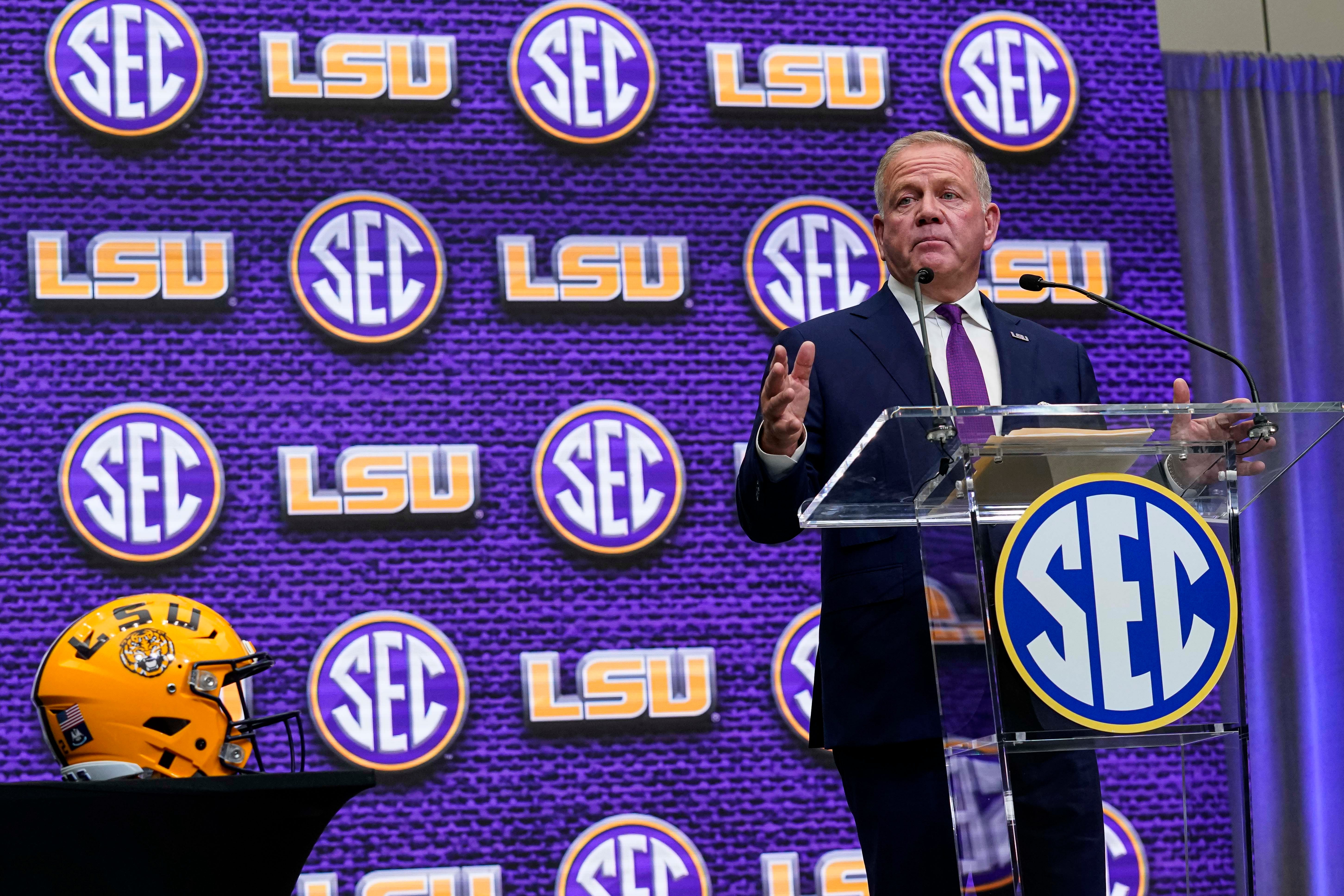Brian Kelly slips into Irish accent at 2024 SEC Media Days when discussing LSU playing in Ireland