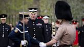 Stage set for landmark Changing of the Guard between French and British troops