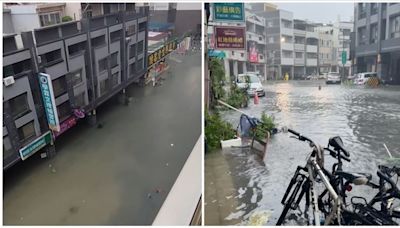 高雄三民區也淹了！大福街變「大福河」 民眾涉水拍畫面：水面還有冰箱
