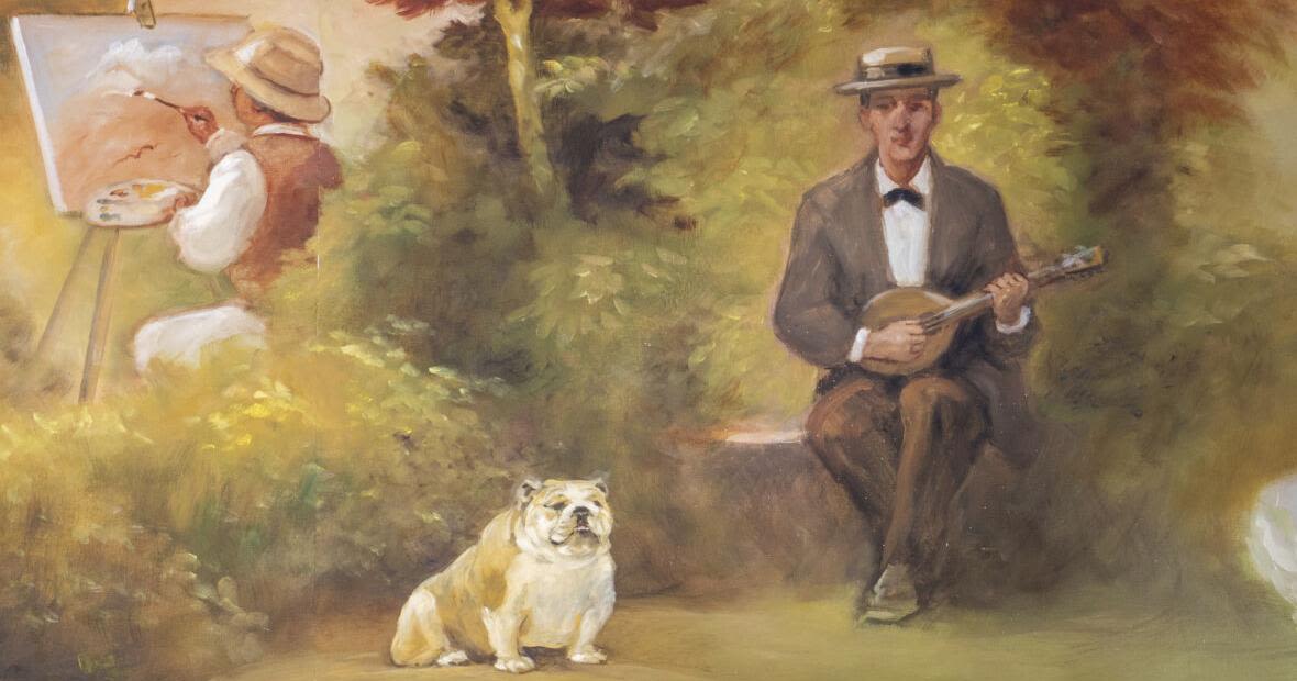 An English bulldog named Babydog makes a surprise appearance in a mural on West Virginia history