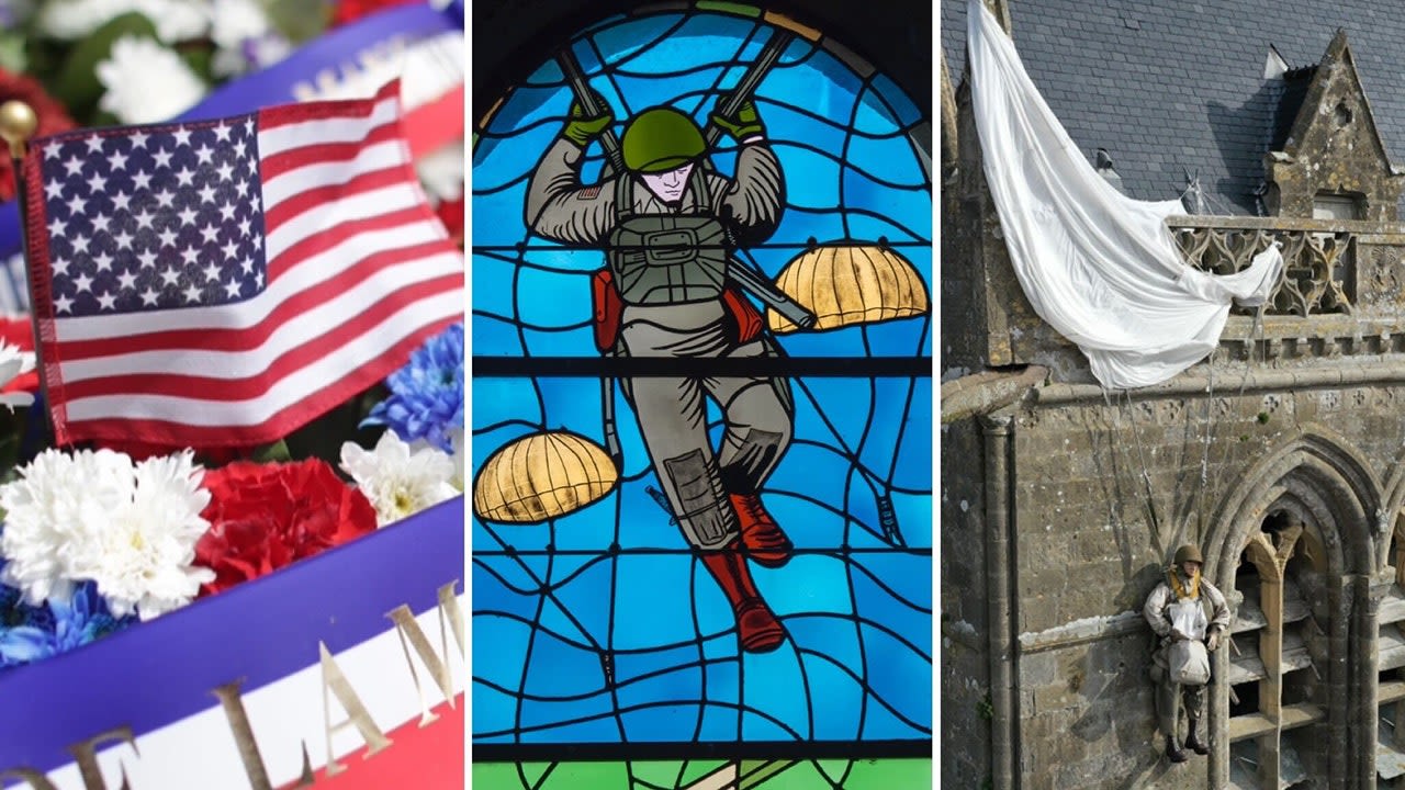 Normandy churches honor D-Day paratroopers as biblical heroes in stained-glass windows