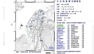 台灣東部海域「1分鐘連2震」 氣象署：與403地震無關