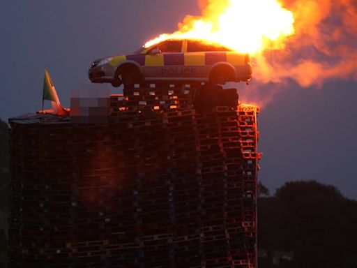 Burning of mock police car in bonfire ‘wrong on every level’