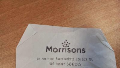 'High Wycome?' Wycombe's name is incorrectly spelt on Morrisons receipt