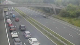 Vehicle fire leads to long queues on motorway