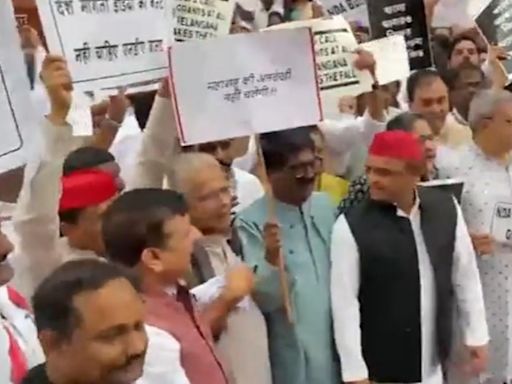 'Compulsion Of Govt Visible In Budget,' Say Opposition Leaders As INDIA Bloc Holds Protest In Parliament Complex