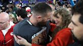 Watch: Taylor Swift and Travis Kelce share celebratory kiss after Chiefs win AFC championship