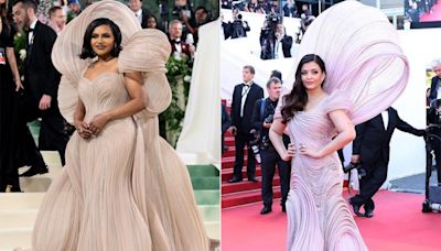 Met Gala 2024: Mindy Kaling's Blush Pink Gaurav Gupta Gown Strikingly Resembles Aishwarya Rai's Cannes 2022 Gown