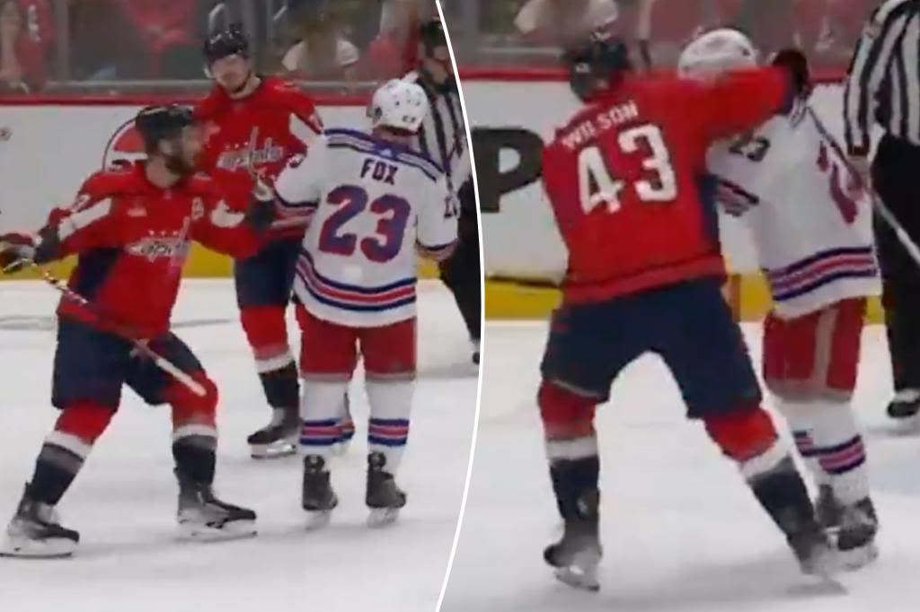 Capitals’ Tom Wilson bizarrely goes at Rangers’ Adam Fox during goal celebration