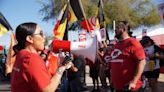 'It dehumanizes us': Native activists protest Chiefs' name and logo near State Farm Stadium