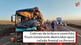 Cabines de ônibus e caminhão ficam totalmente destruídas após colisão frontal no Paraná; duas pessoas morreram