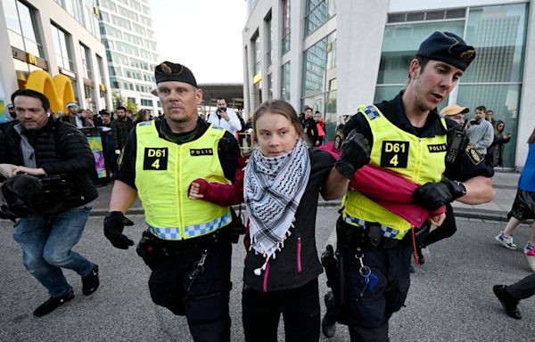 Greta Thunberg among 6 arrested at anti-Israel protest in Denmark