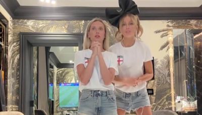 Kate Beckinsale slips into an England shirt ahead of Euros match