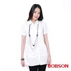 BOBSON  女款白色長版襯衫