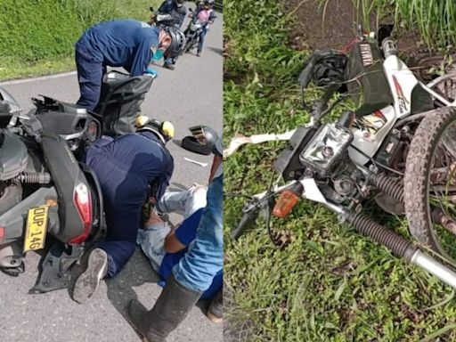 Fuerte choque de motos en la Troncal de Occidente: los dos conductores lesionados