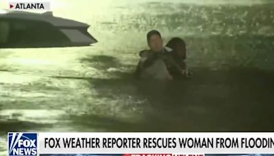 Fox weather reporter abandons broadcast to rescue woman trapped in hurricane Helene: Watch