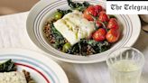 Herby cod, cherry tomatoes, olives and lentils recipe