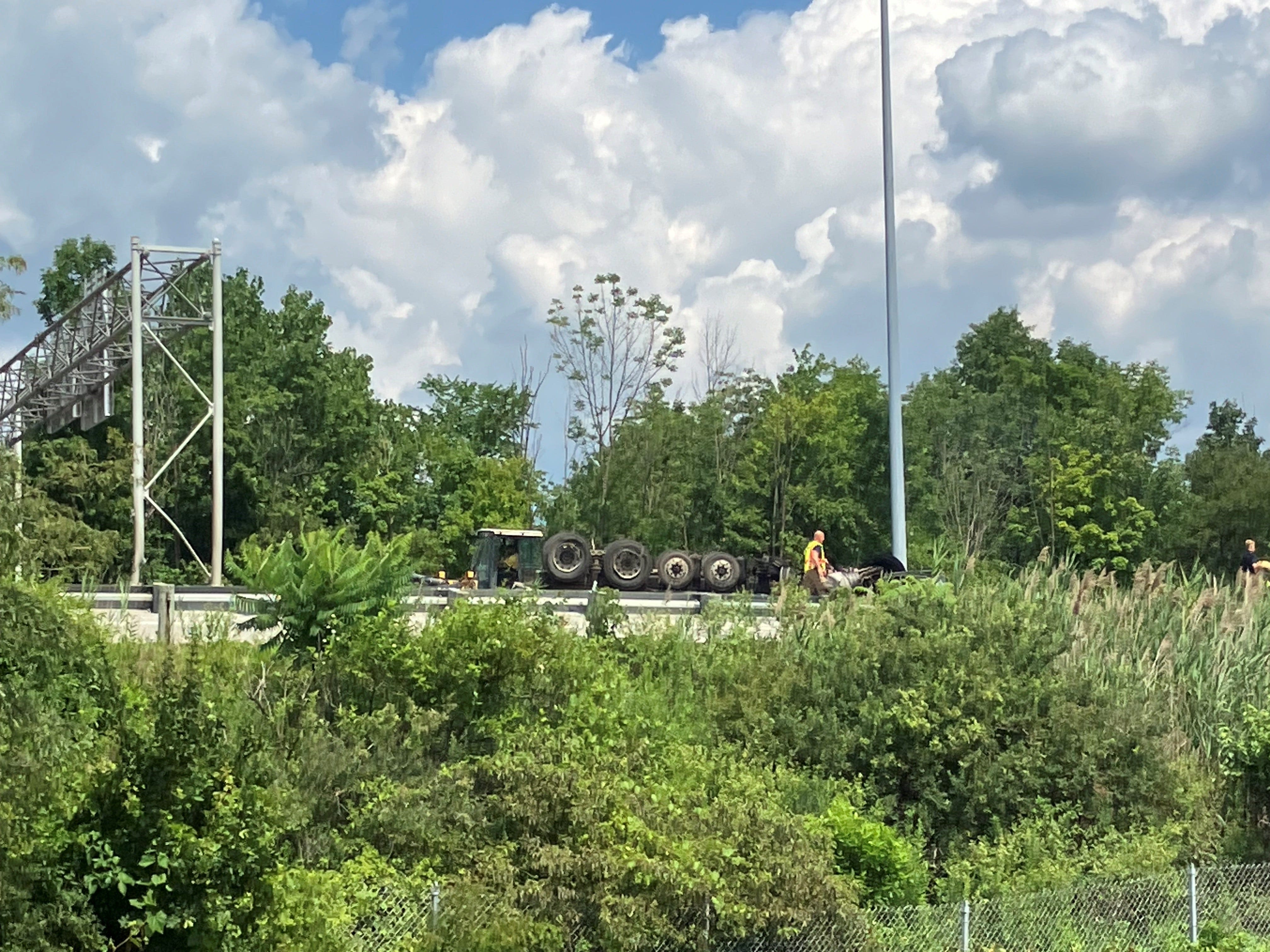 Traffic on Interstate 77 in Akron restricted in both directions due to overturned semitruck