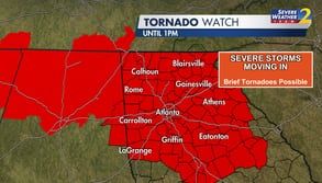 LIVE UPDATES: New tornado watch issued for all of north Georgia until 1 p.m.