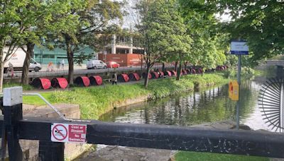 Asylum seekers' tents back along Dublin canal