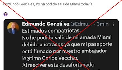 Candidato opositor venezolano Edmundo González se encuentra en Caracas, no en Miami