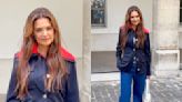 Katie Holmes Elevates Casual Dressing With Shades of Blue for Patou’s Fall 2024 Couture Show During Paris Fashion Week