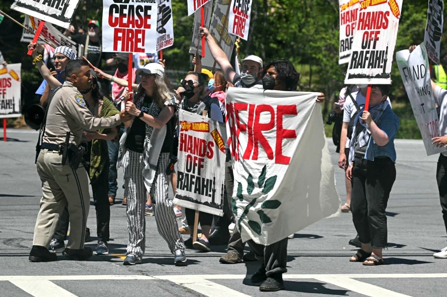 President Biden met with protesters outside Bay Area fundraiser