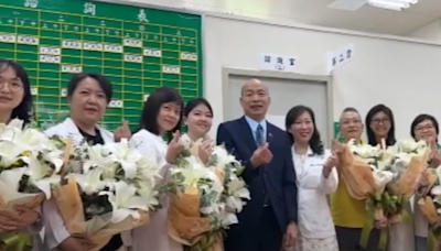 影》超暖！慶賀護師節 韓國瑜親赴醫護室送每人一大束百合花