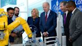 Biden touts manufacturing agenda at community college while Trump indictment details drop