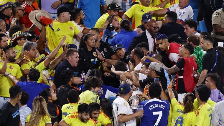 Colombia vs. Uruguay fight video: Darwin Nunez, La Celeste players enter stands, throw punches after Copa America loss | Sporting News